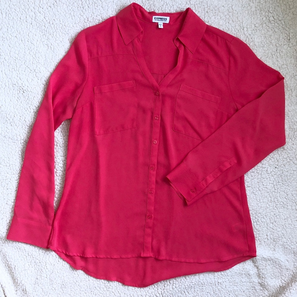 Express Coral Pink Portofino Button-Front Shirt